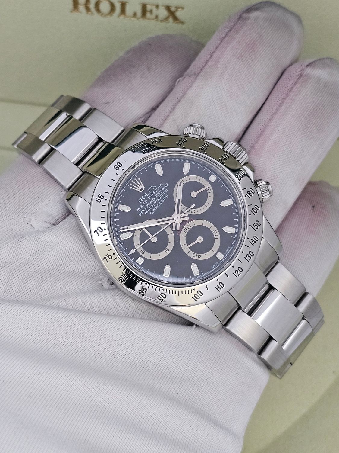 Rolex Cosmograph Daytona Black Dial Watch - 116520 2008 Box &amp; Papers