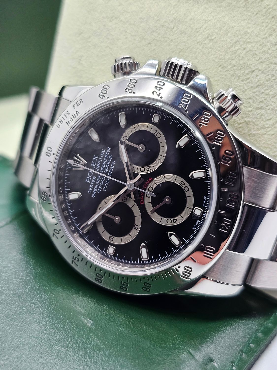 Rolex Cosmograph Daytona Black Dial Watch - 116520 2008 Box &amp; Papers