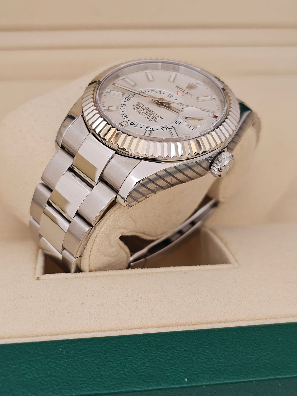 Rolex 326934 SkyDweller White Dial Oyster, 2018 Box &amp; Papers, 2024 Rolex Service