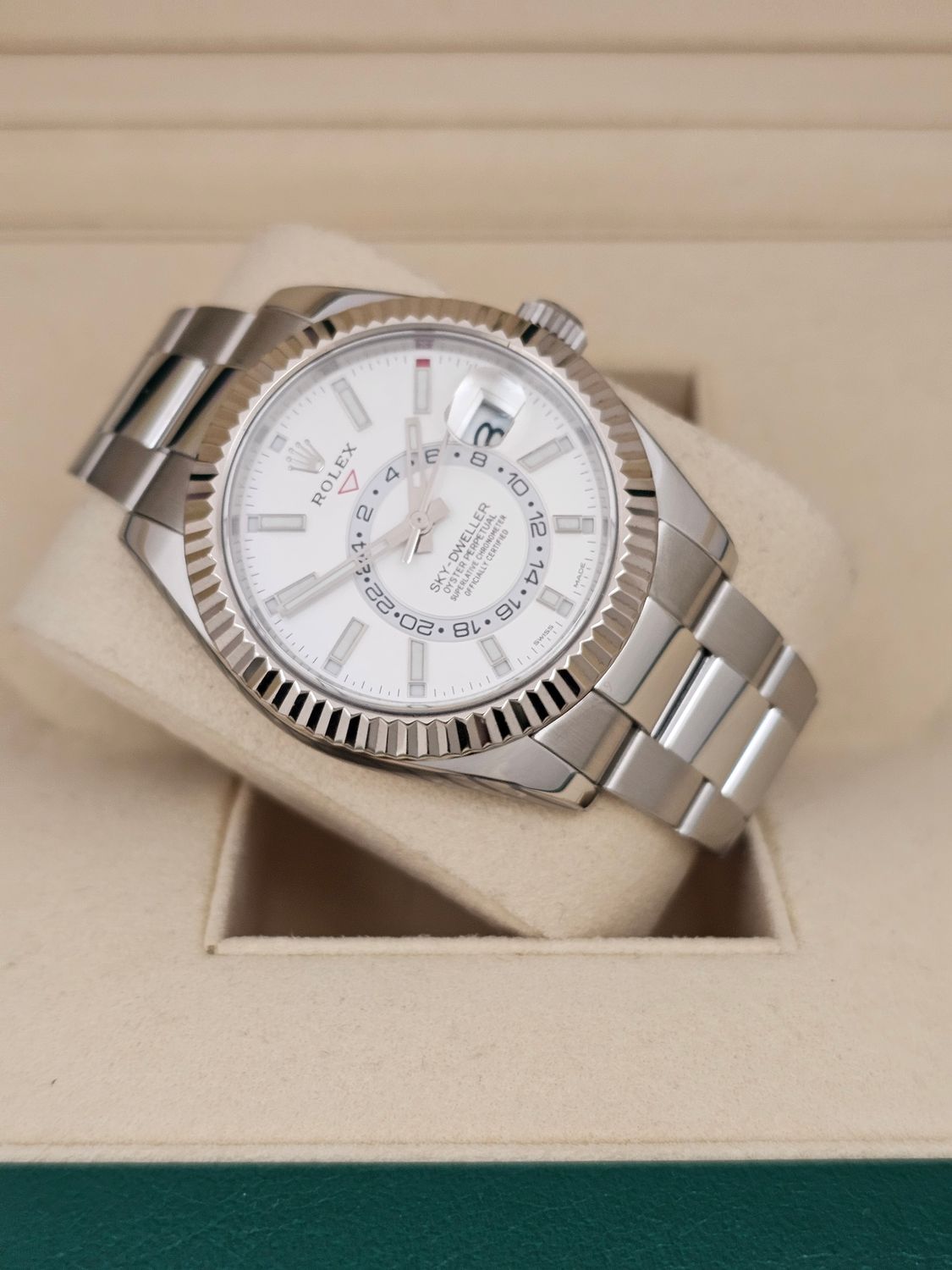 Rolex 326934 SkyDweller White Dial Oyster, 2018 Box &amp; Papers, 2024 Rolex Service