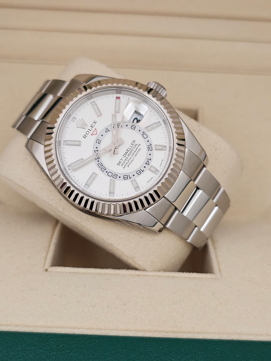 Rolex 326934 SkyDweller White Dial Oyster, 2018 Box &amp; Papers, 2024 Rolex Service