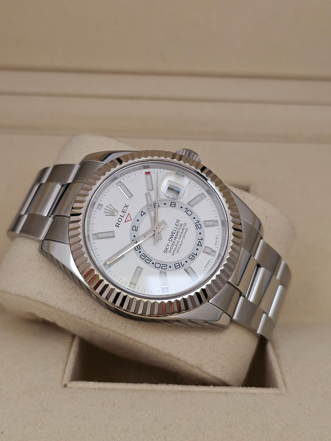 Rolex 326934 SkyDweller White Dial Oyster, 2018 Box &amp; Papers, 2024 Rolex Service