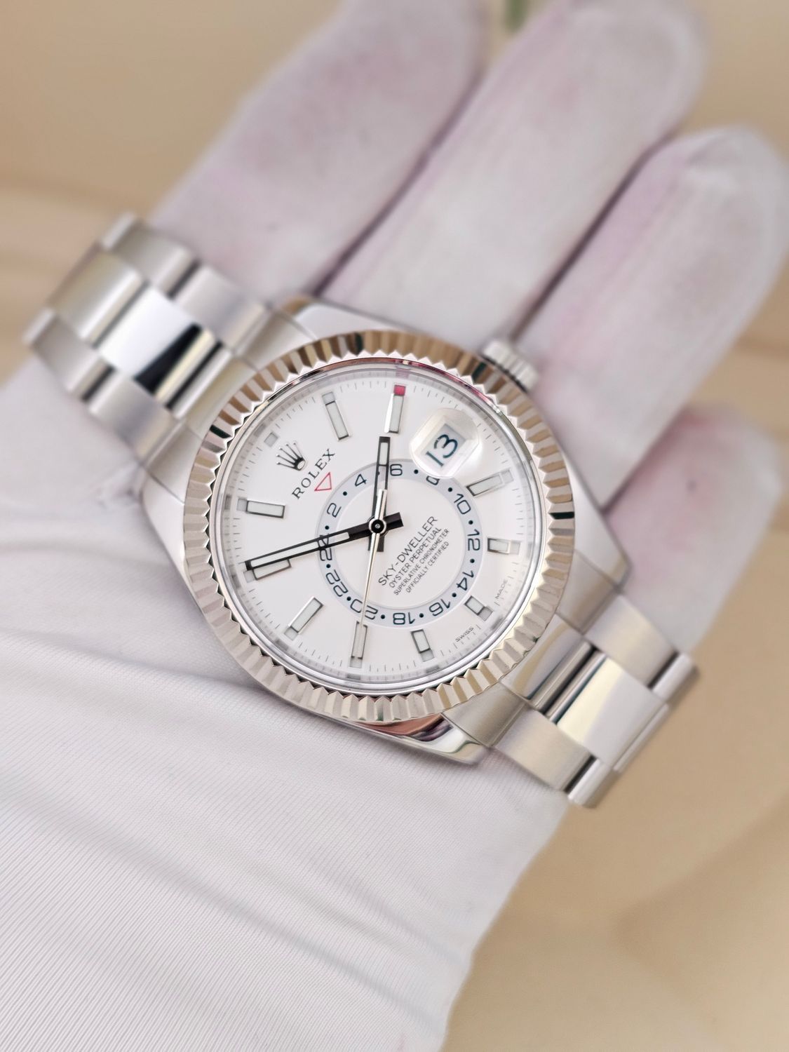 Rolex 326934 SkyDweller White Dial Oyster, 2018 Box &amp; Papers, 2024 Rolex Service