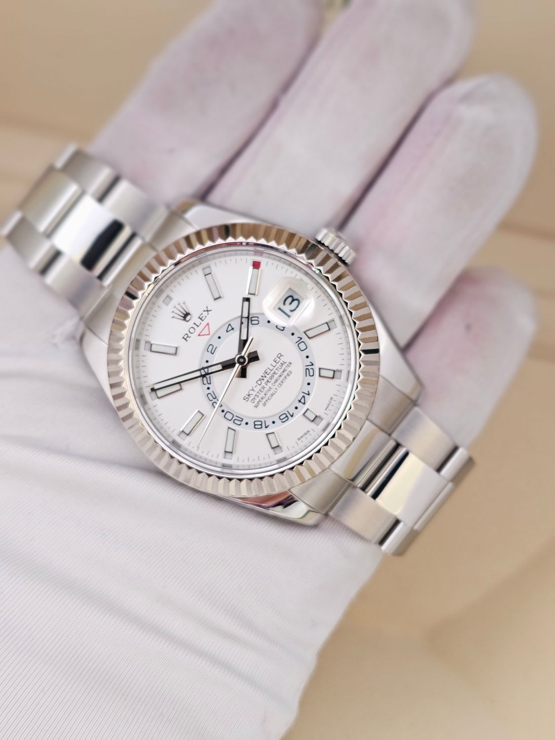Rolex 326934 SkyDweller White Dial Oyster, 2018 Box &amp; Papers, 2024 Rolex Service