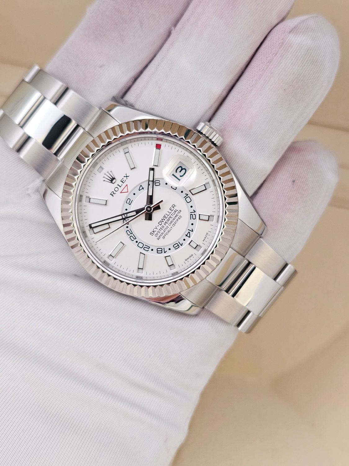 Rolex 326934 SkyDweller White Dial Oyster, 2018 Box &amp; Papers, 2024 Rolex Service