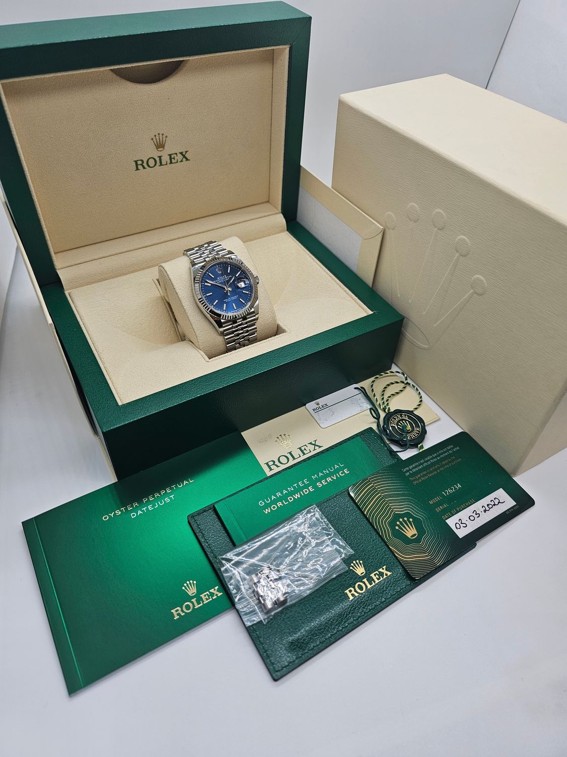 Rolex Datejust Watch Ref 126234 36mm - 2022 Blue Dial - Full Set