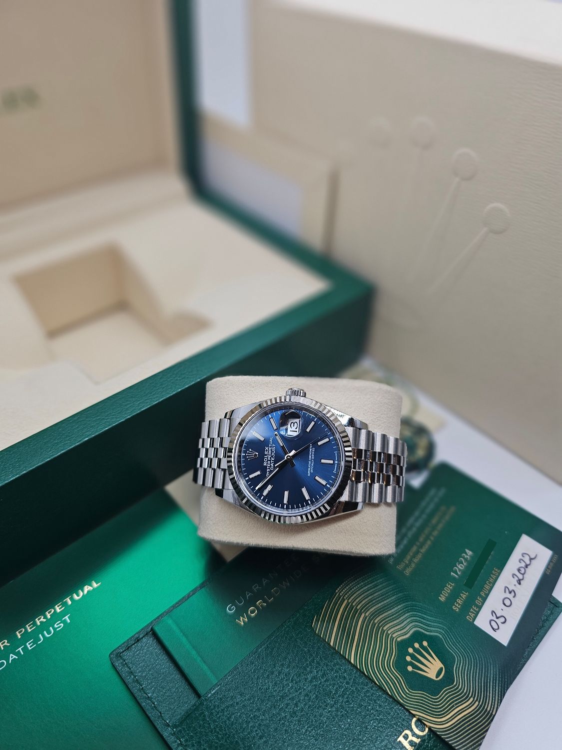 Rolex Datejust Watch Ref 126234 36mm - 2022 Blue Dial - Full Set