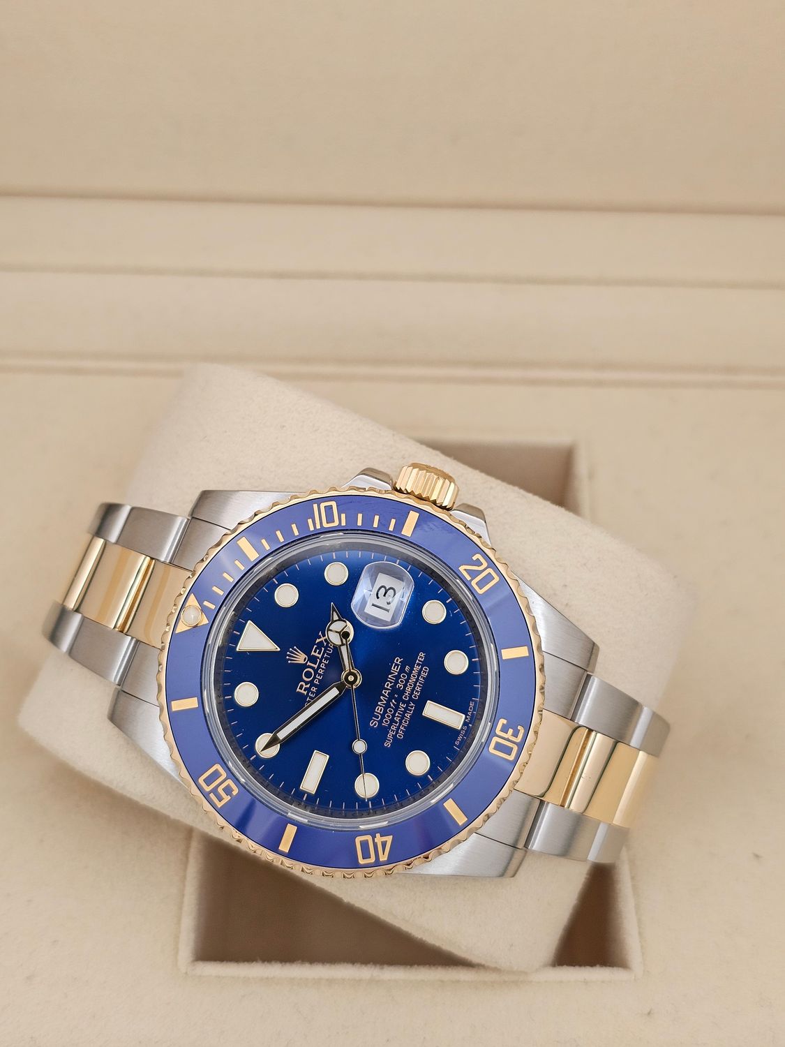 Rolex Submariner Watch 40mm ref 116613LB Bluesy, 2020 Rolex Service Box &amp; Papers