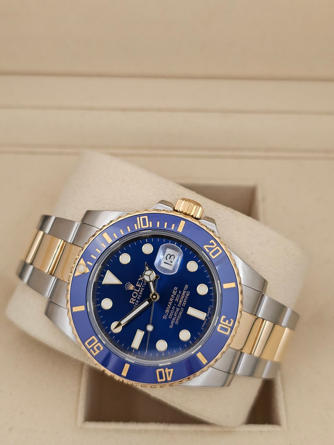 Rolex Submariner Watch 40mm ref 116613LB Bluesy, 2020 Rolex Service Box &amp; Papers