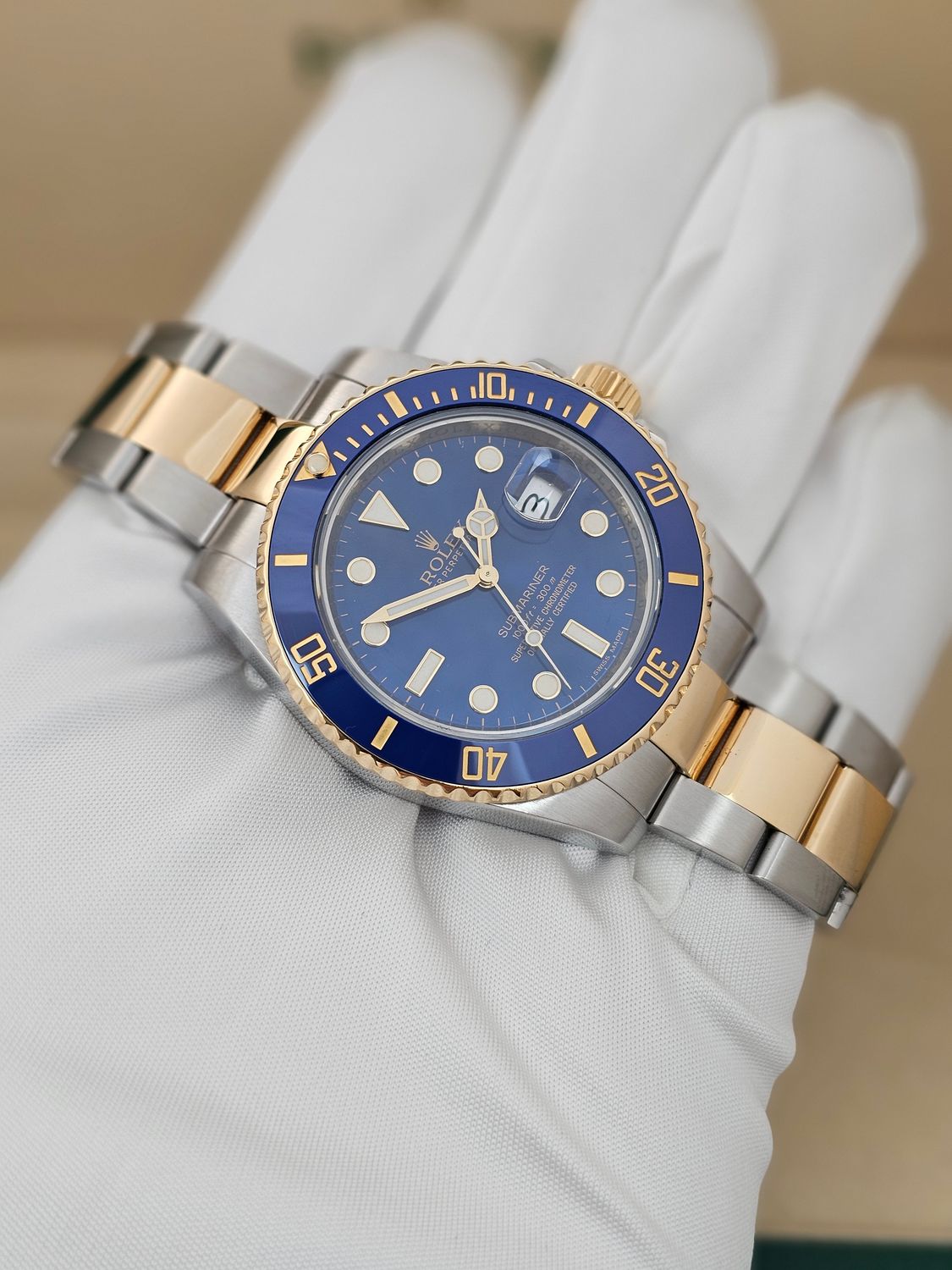 Rolex Submariner Watch 40mm ref 116613LB Bluesy, 2020 Rolex Service Box &amp; Papers