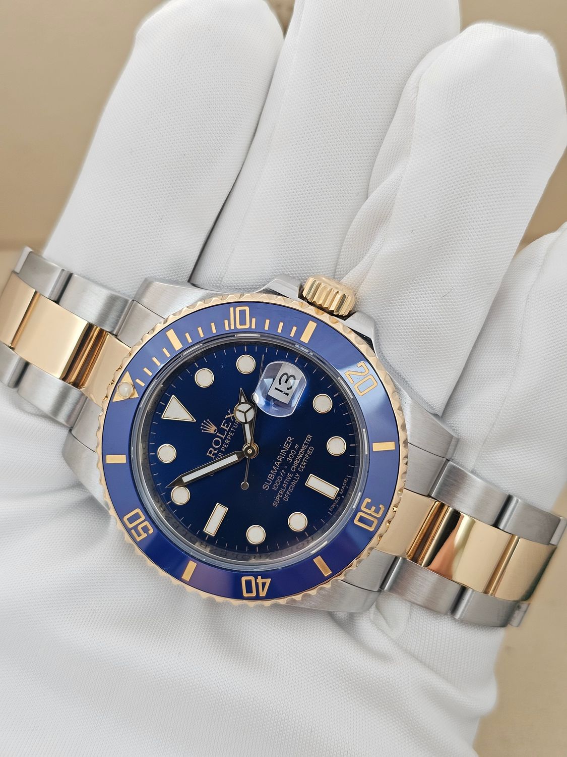 Rolex Submariner Watch 40mm ref 116613LB Bluesy, 2020 Rolex Service Box &amp; Papers