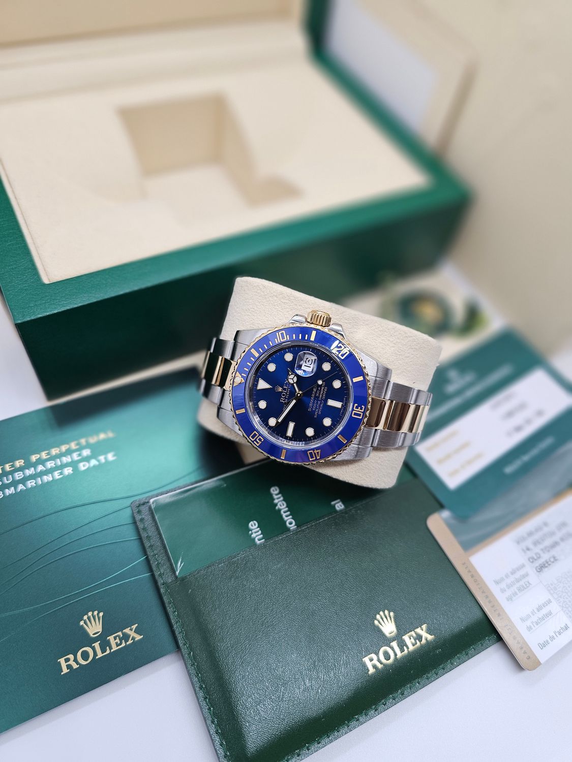 Rolex Submariner Watch 40mm ref 116613LB Bluesy, 2020 Rolex Service Box &amp; Papers