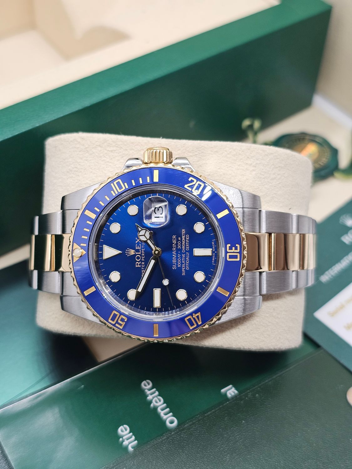 Rolex Submariner Watch 40mm ref 116613LB Bluesy, 2020 Rolex Service Box &amp; Papers