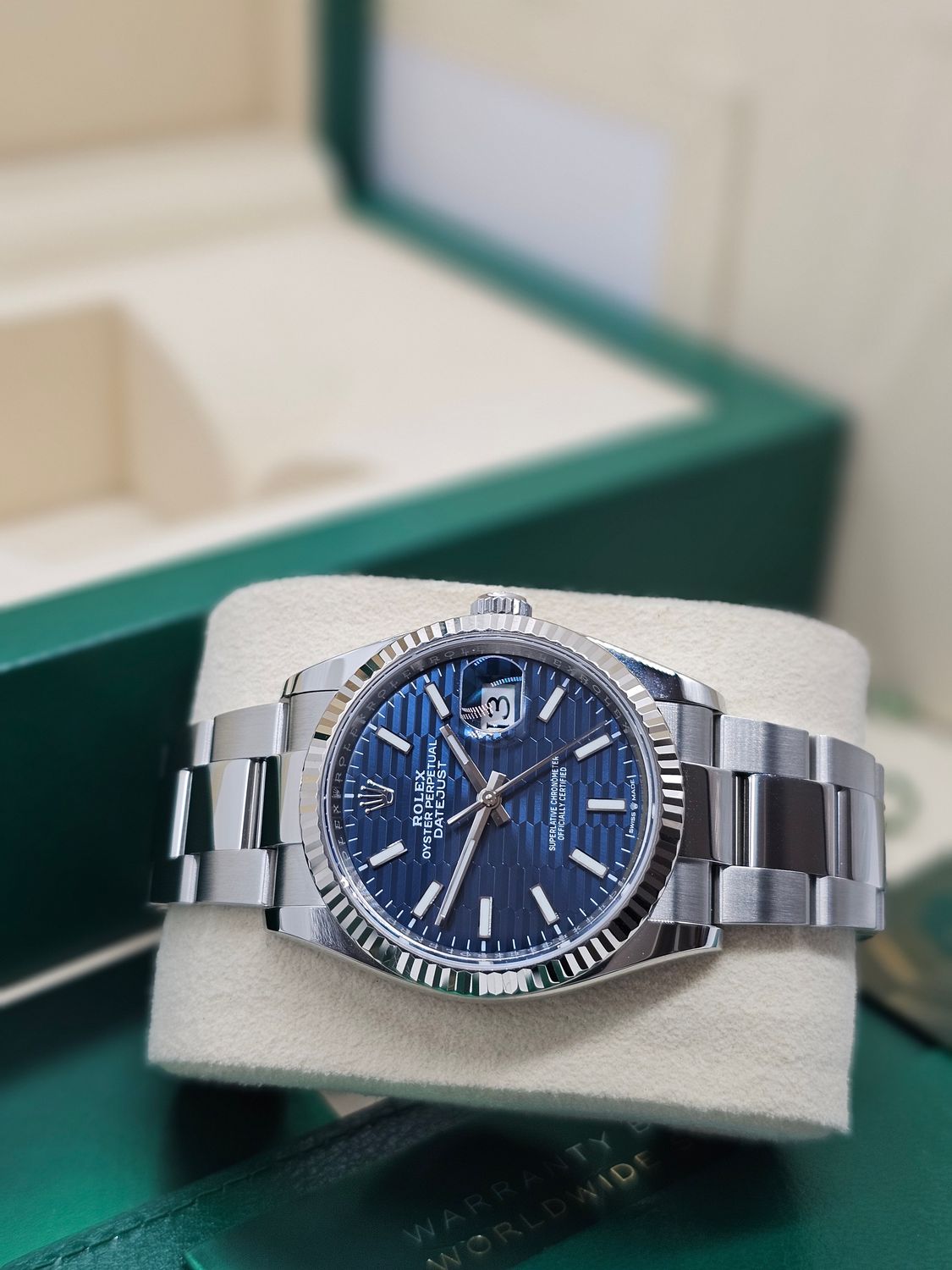 Rolex Datejust Watch Ref 126234 36mm - 2023 Blue Motif Dial, Full Set