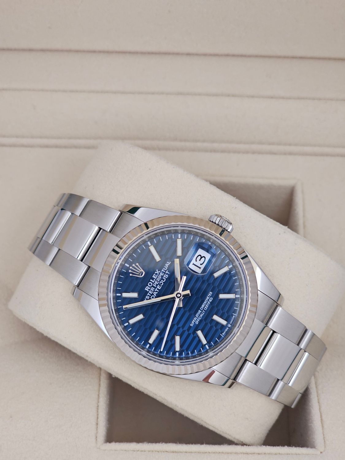 Rolex Datejust Watch Ref 126234 36mm - 2023 Blue Motif Dial, Full Set