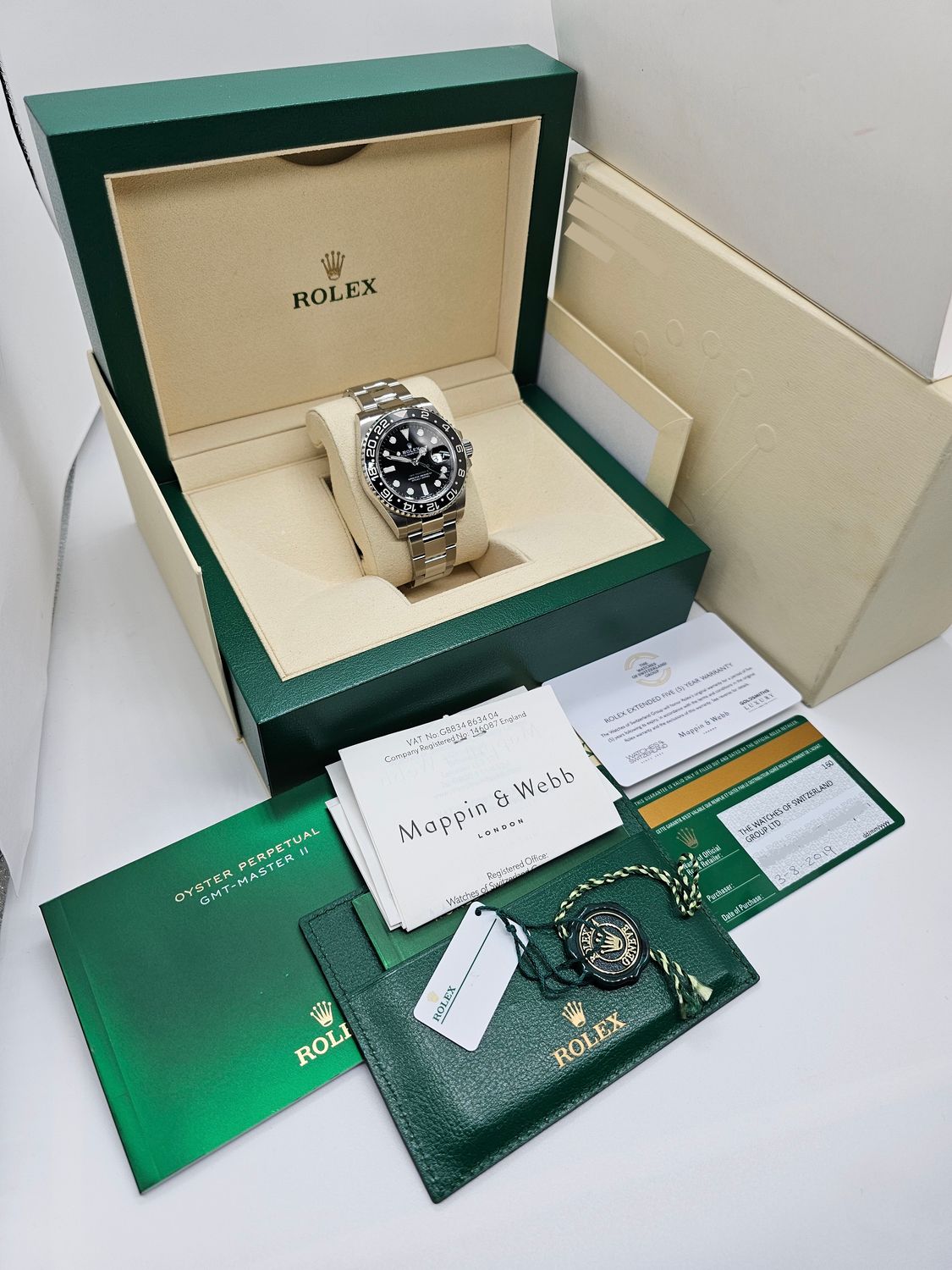 Rolex GMT-Master II 116710LN Watch, 2019 New/Unworn NOS Collectors Set