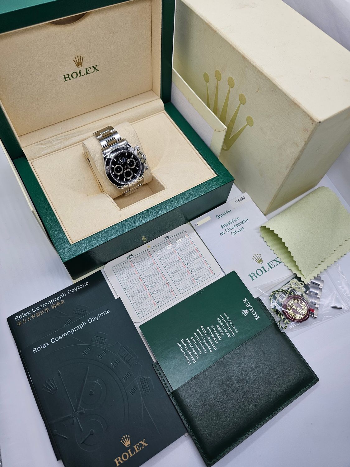 Rolex Cosmograph Daytona Black Dial Watch - 116520 2006 Full Collectors Set