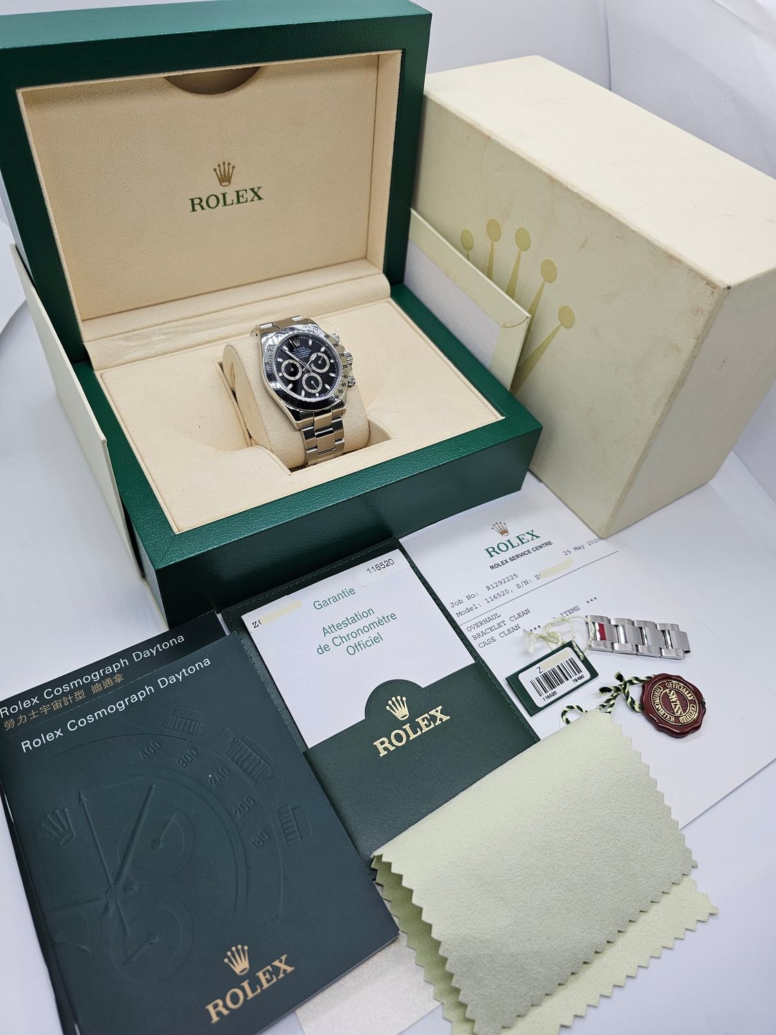 Rolex Cosmograph Daytona Black Dial Watch - 116520 2006 Full Collectors Set