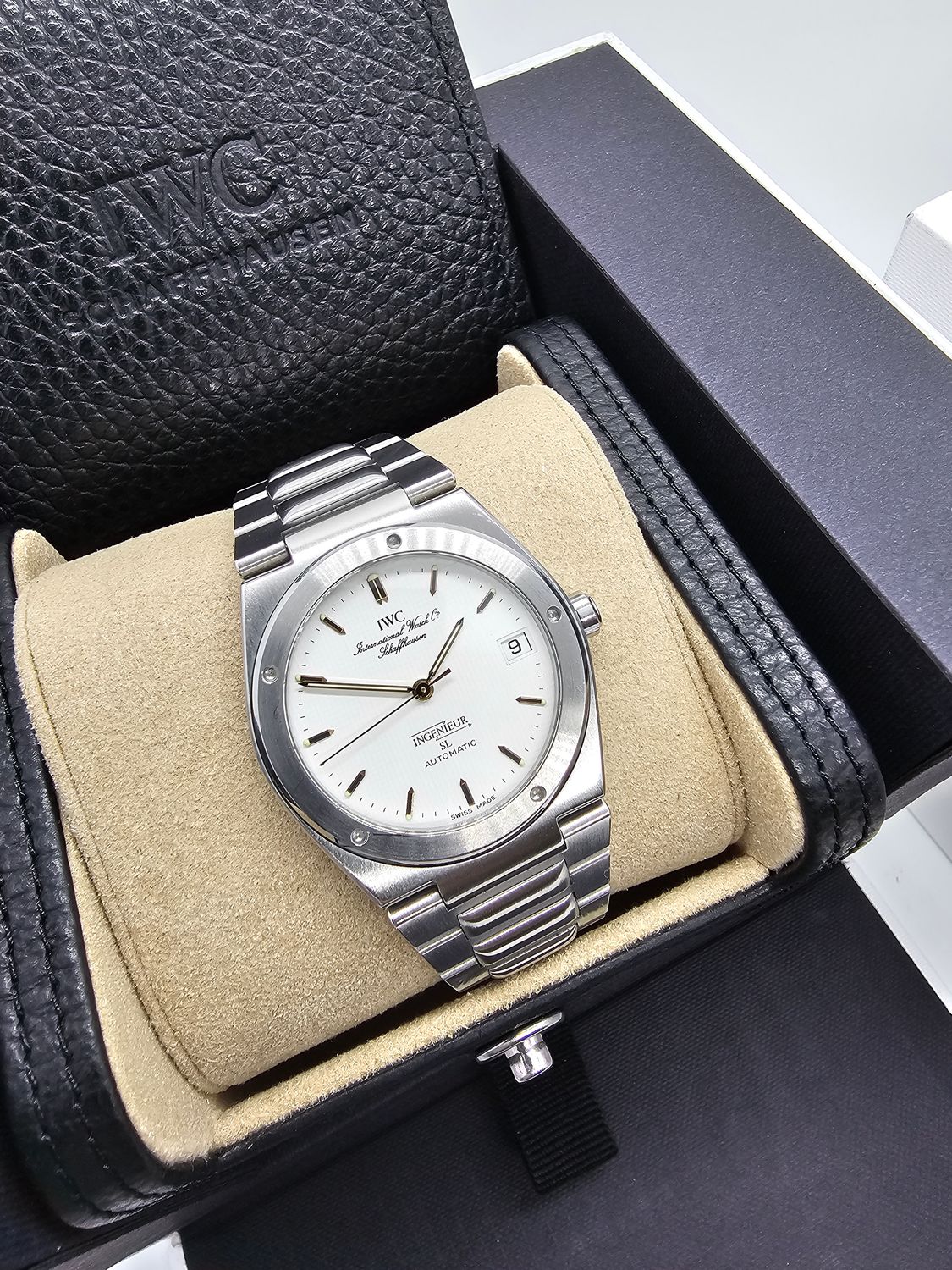 IWC Ingenieur SL Auto Rare White Graph Dial, Ref 3506, Box &amp; IWC certificate