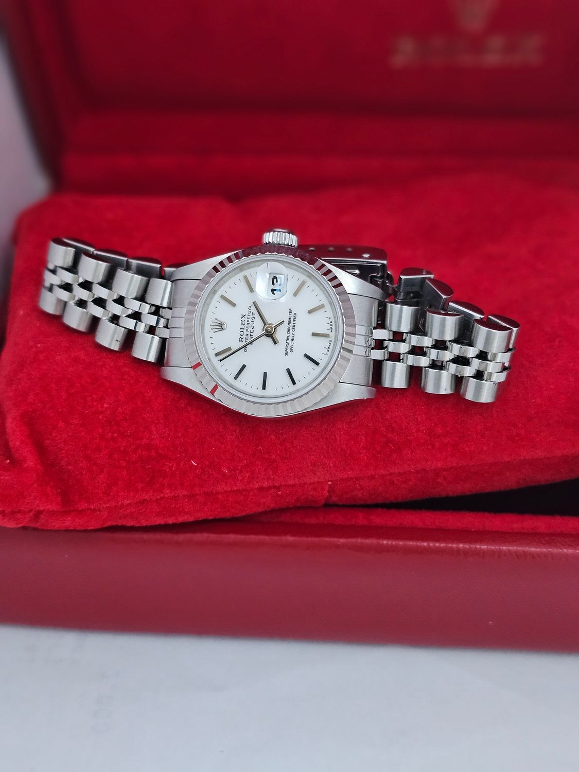 Rolex Datejust 26mm White Women&#39;s Batten Dial Watch - 69174