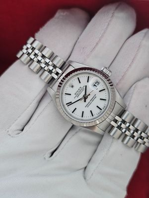 Rolex Datejust 26mm White Women&#39;s Batten Dial Watch - 69174