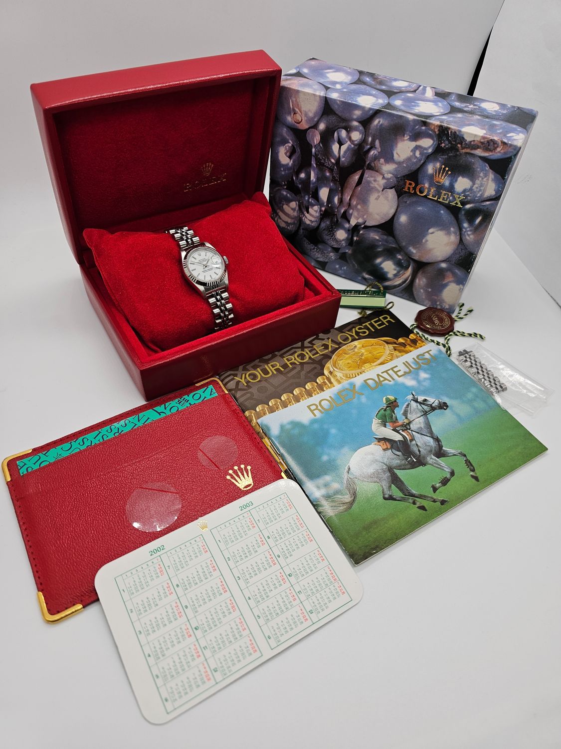 Rolex Datejust 26mm White Women&#39;s Batten Dial Watch - 69174