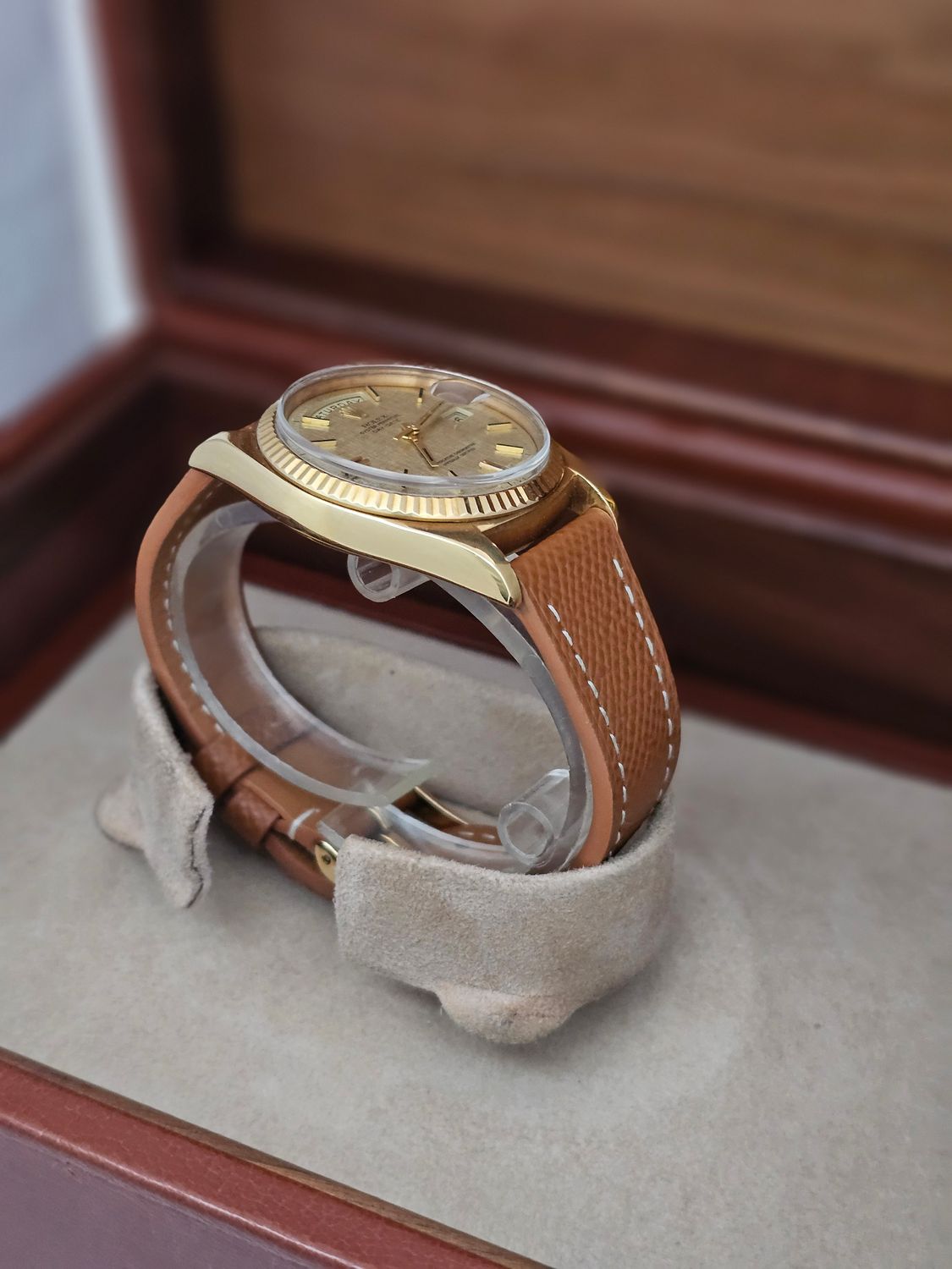 Rolex Day-Date 36mm 18K Gold Original Linen Sigma Dial, Ref 1803 Circa 1972