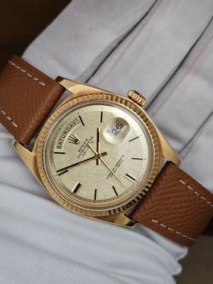 Rolex Day-Date 36mm 18K Gold Original Linen Sigma Dial, Ref 1803 Circa 1972