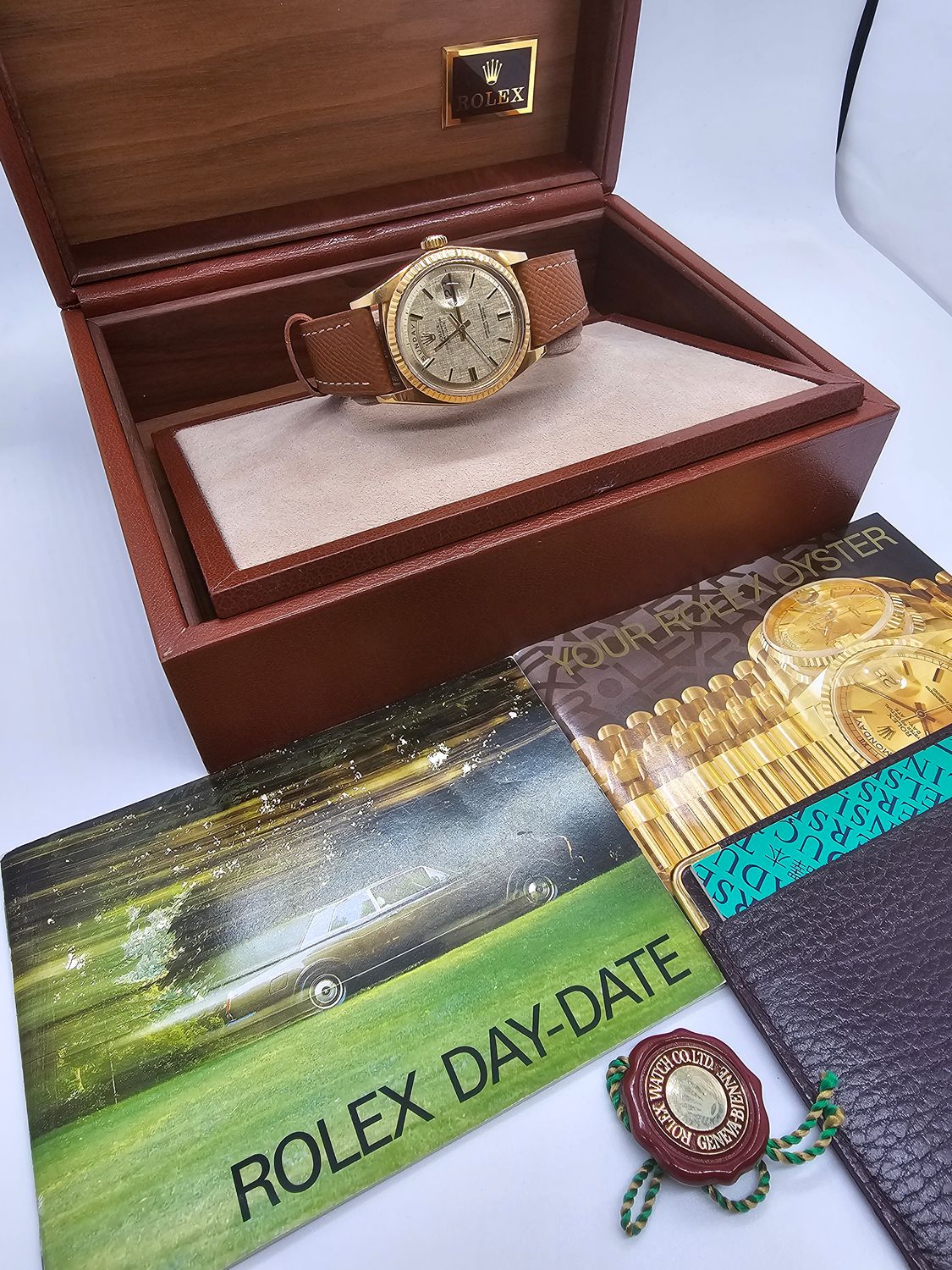 Rolex Day-Date 36mm 18K Gold Original Linen Sigma Dial, Ref 1803 Circa 1972