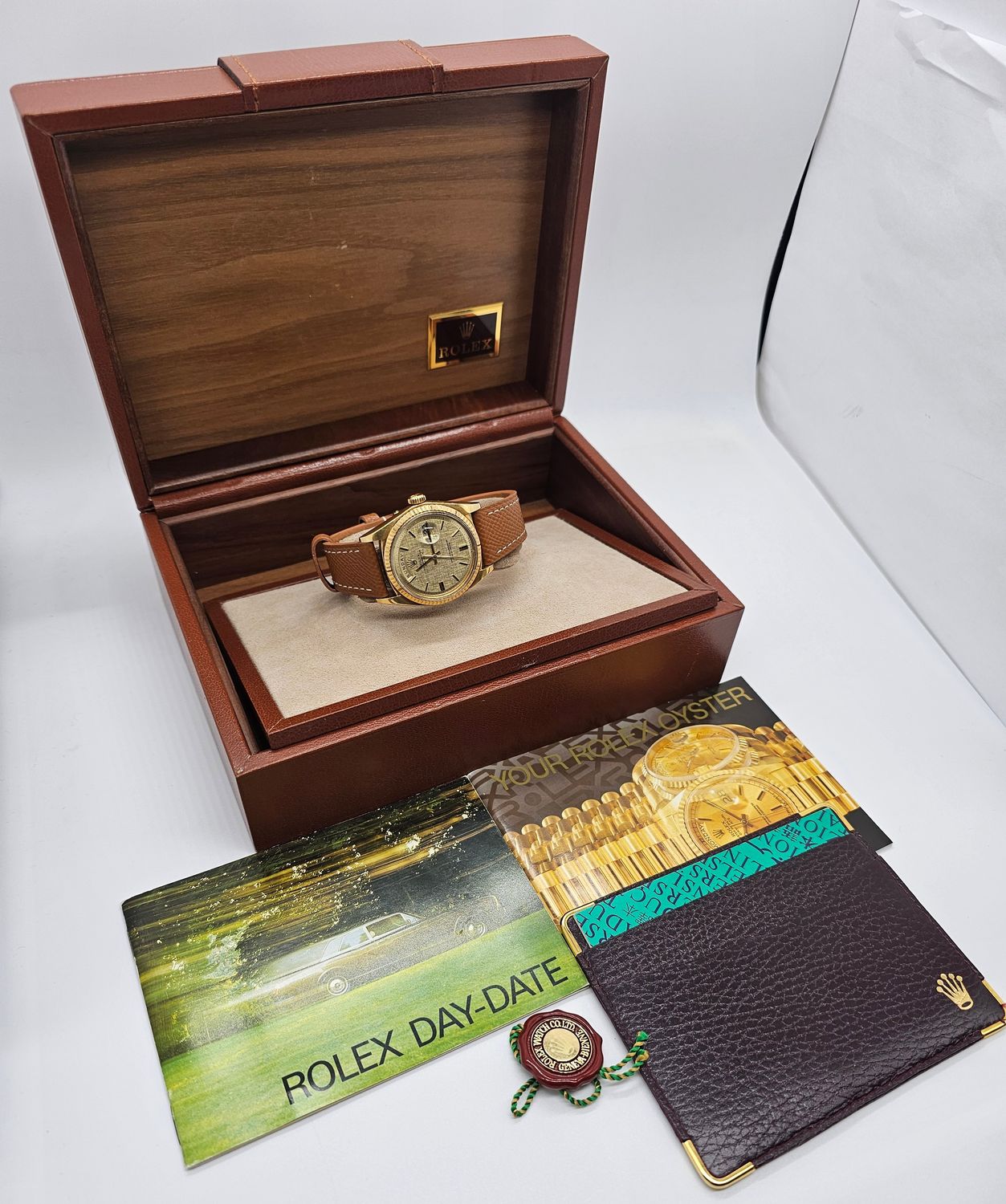 Rolex Day-Date 36mm 18K Gold Original Linen Sigma Dial, Ref 1803 Circa 1972