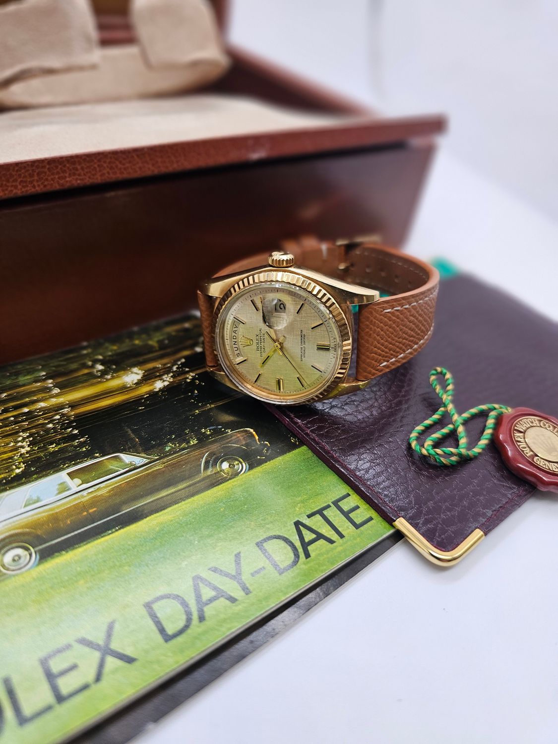 Rolex Day-Date 36mm 18K Gold Original Linen Sigma Dial, Ref 1803 Circa 1972