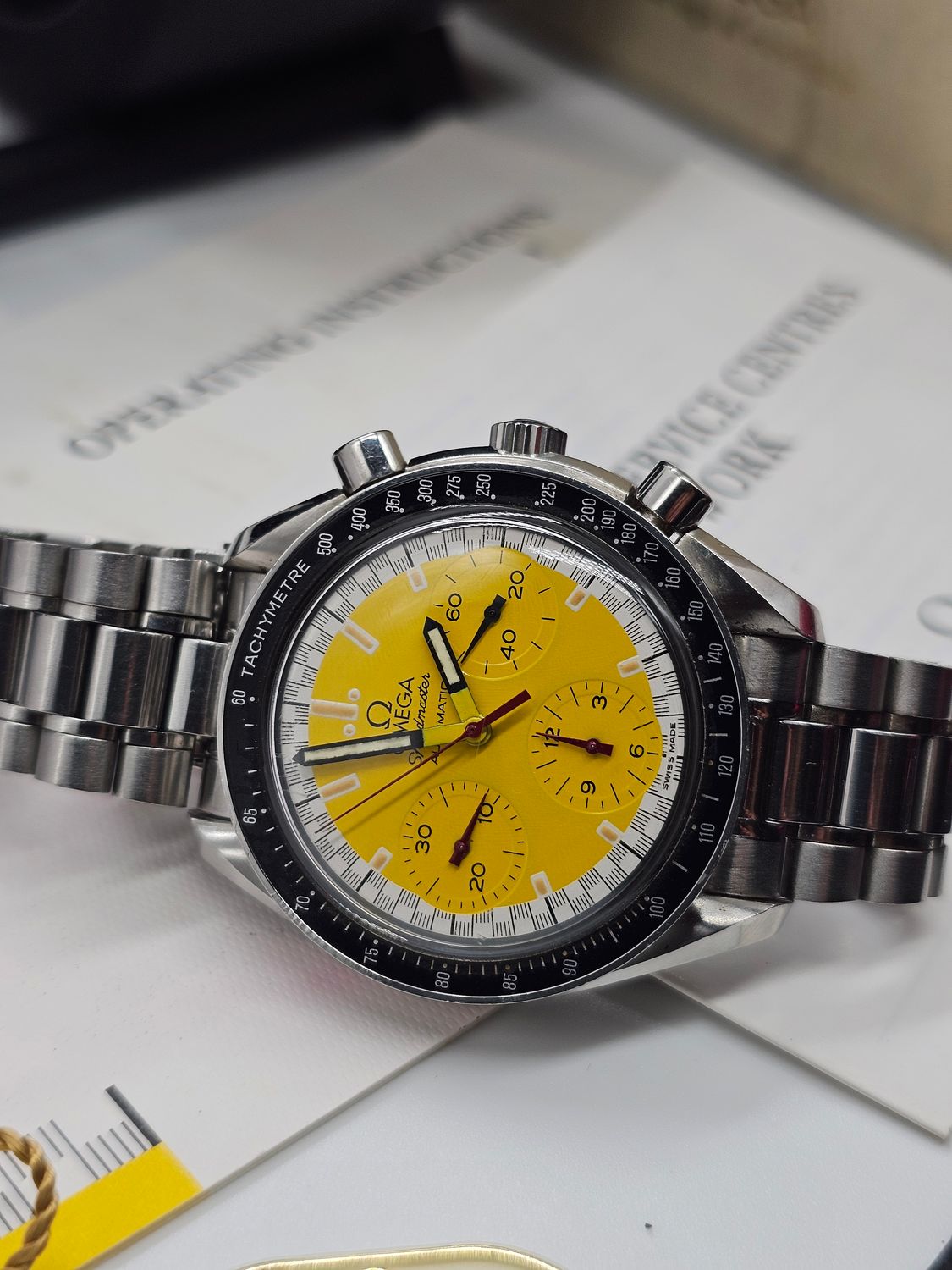 OMEGA Speedmaster Chrono Micheal Schumacher Yellow Watch - 3510.12.00