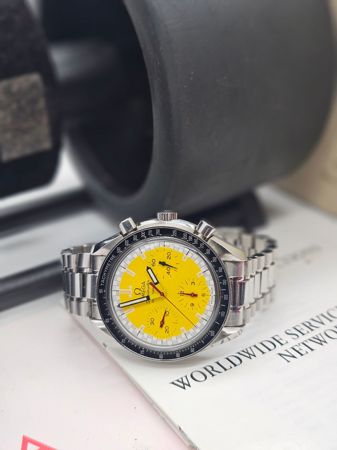 OMEGA Speedmaster Chrono Micheal Schumacher Yellow Watch - 3510.12.00