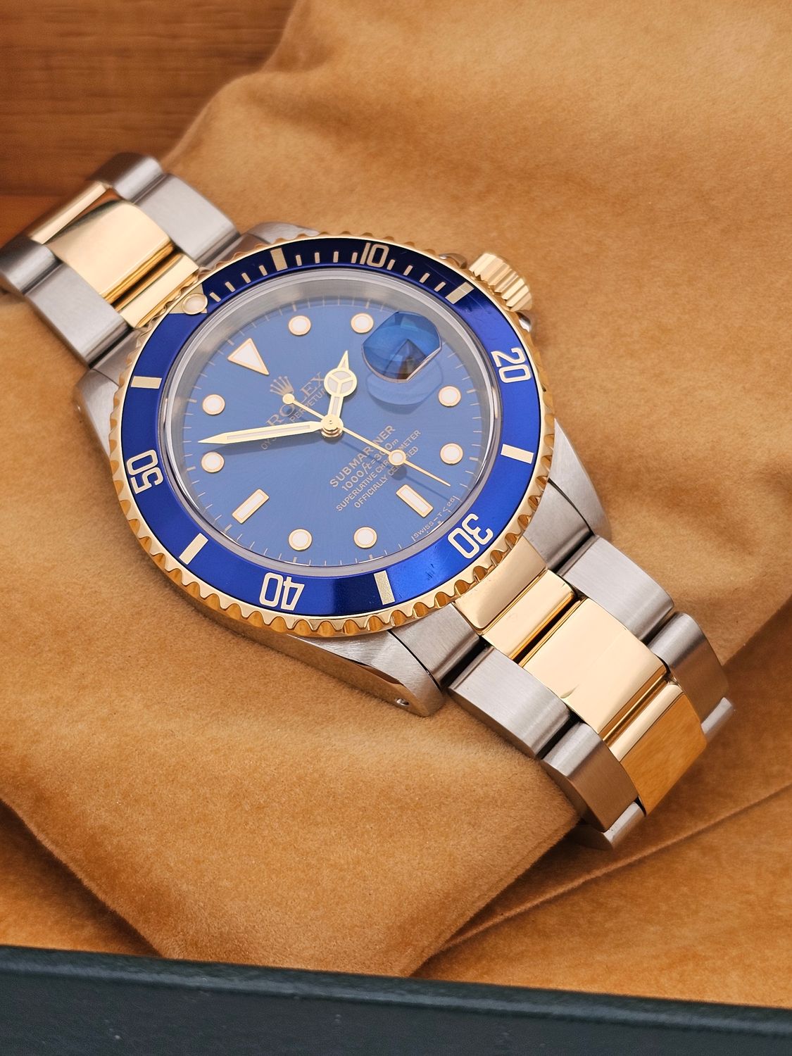Rolex Submariner Date 16613LB Bluesy, 1996 Full Set with 2022 Rolex Service
