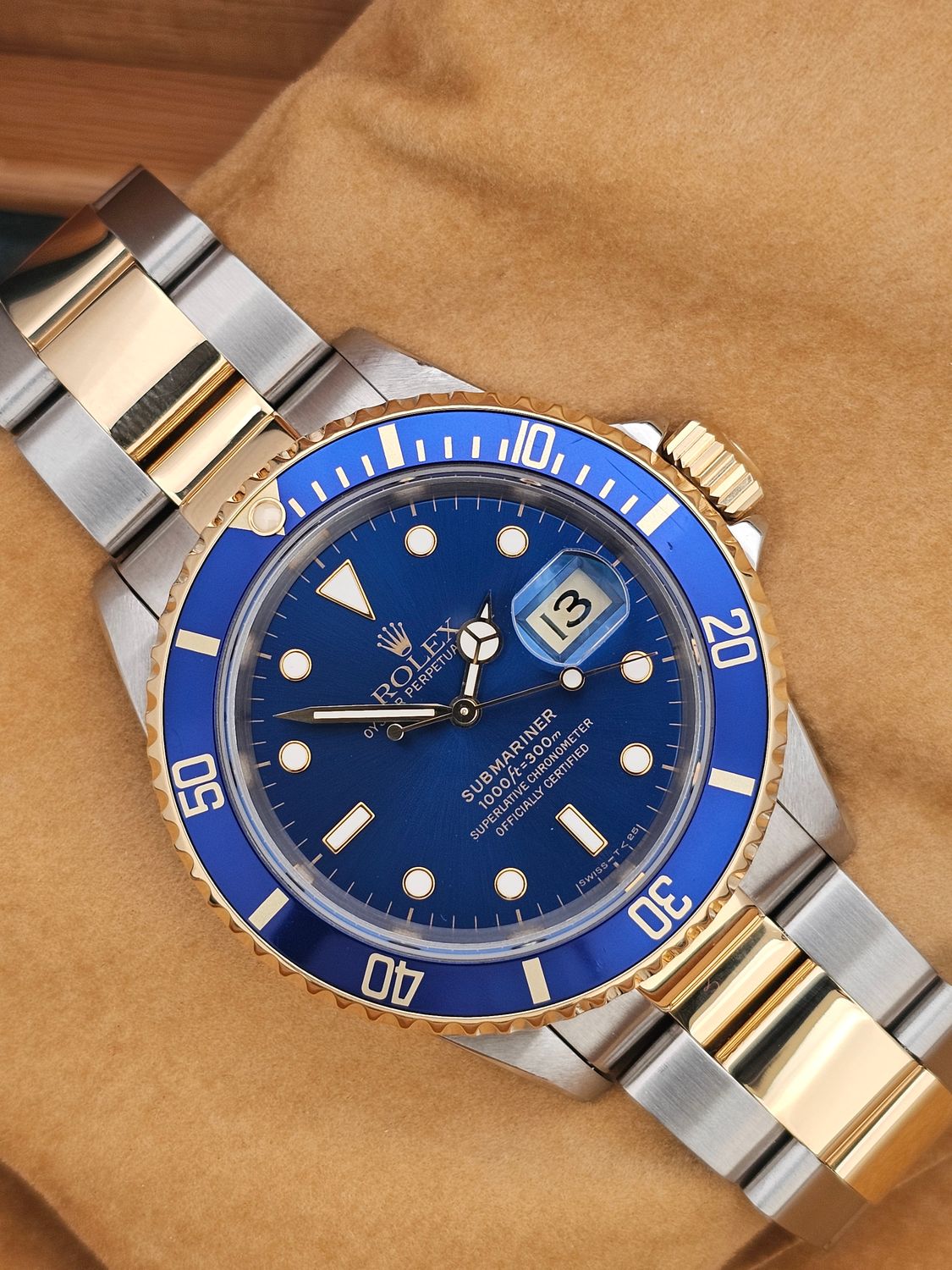 Rolex Submariner Date 16613LB Bluesy, 1996 Full Set with 2022 Rolex Service