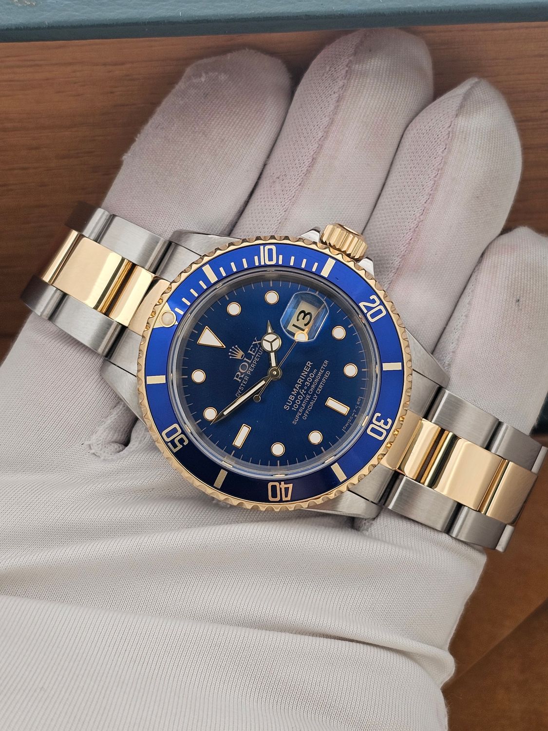 Rolex Submariner Date 16613LB Bluesy, 1996 Full Set with 2022 Rolex Service