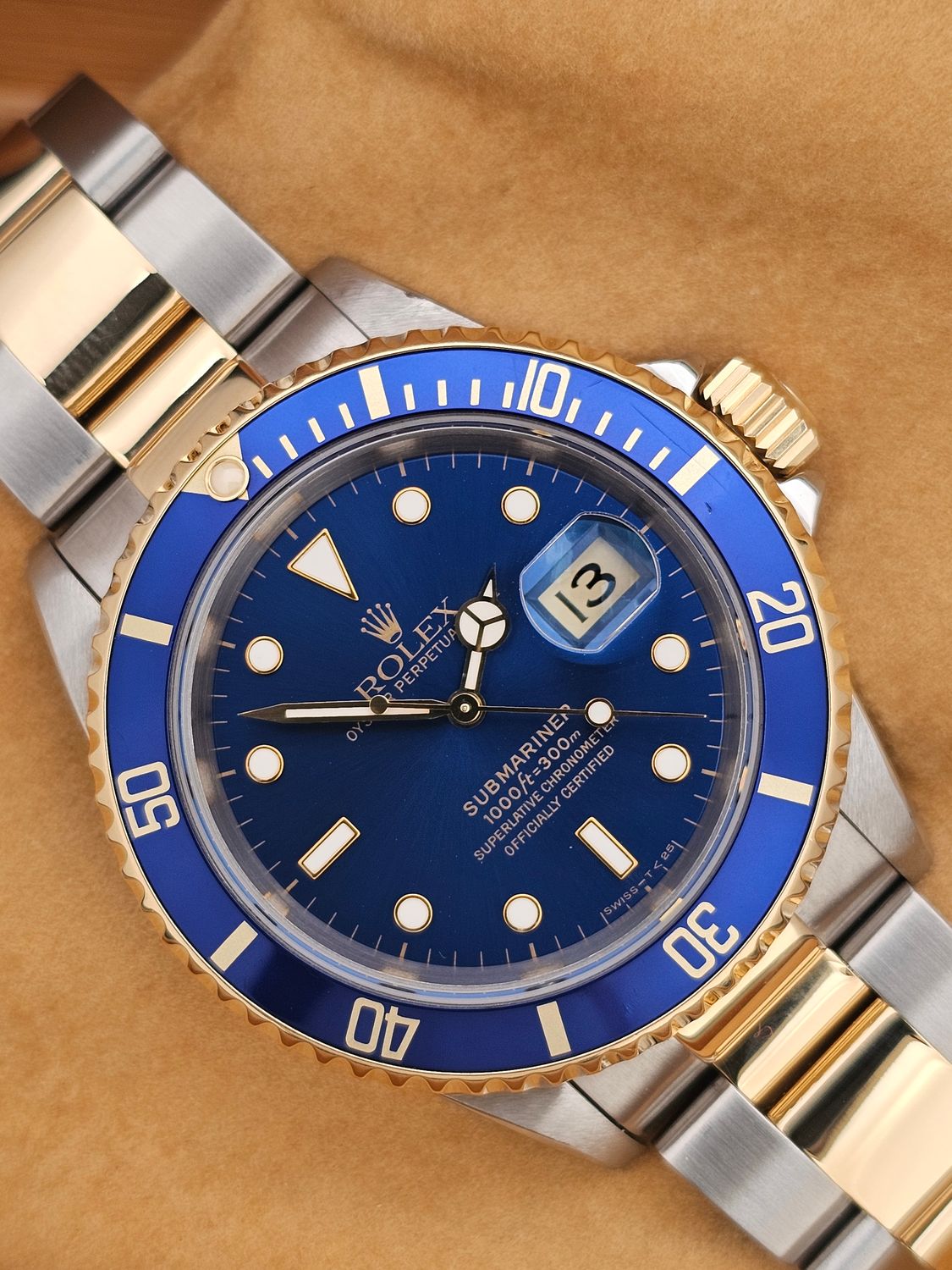 Rolex Submariner Date 16613LB Bluesy, 1996 Full Set with 2022 Rolex Service