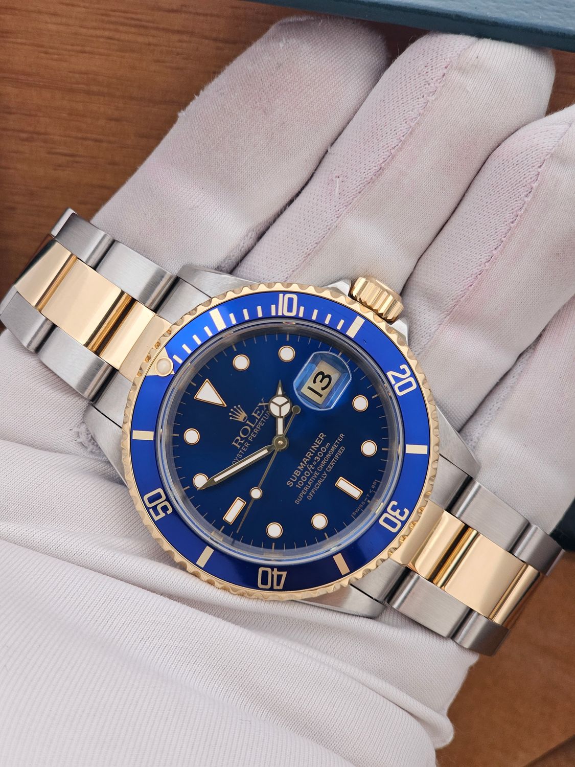 Rolex Submariner Date 16613LB Bluesy, 1996 Full Set with 2022 Rolex Service