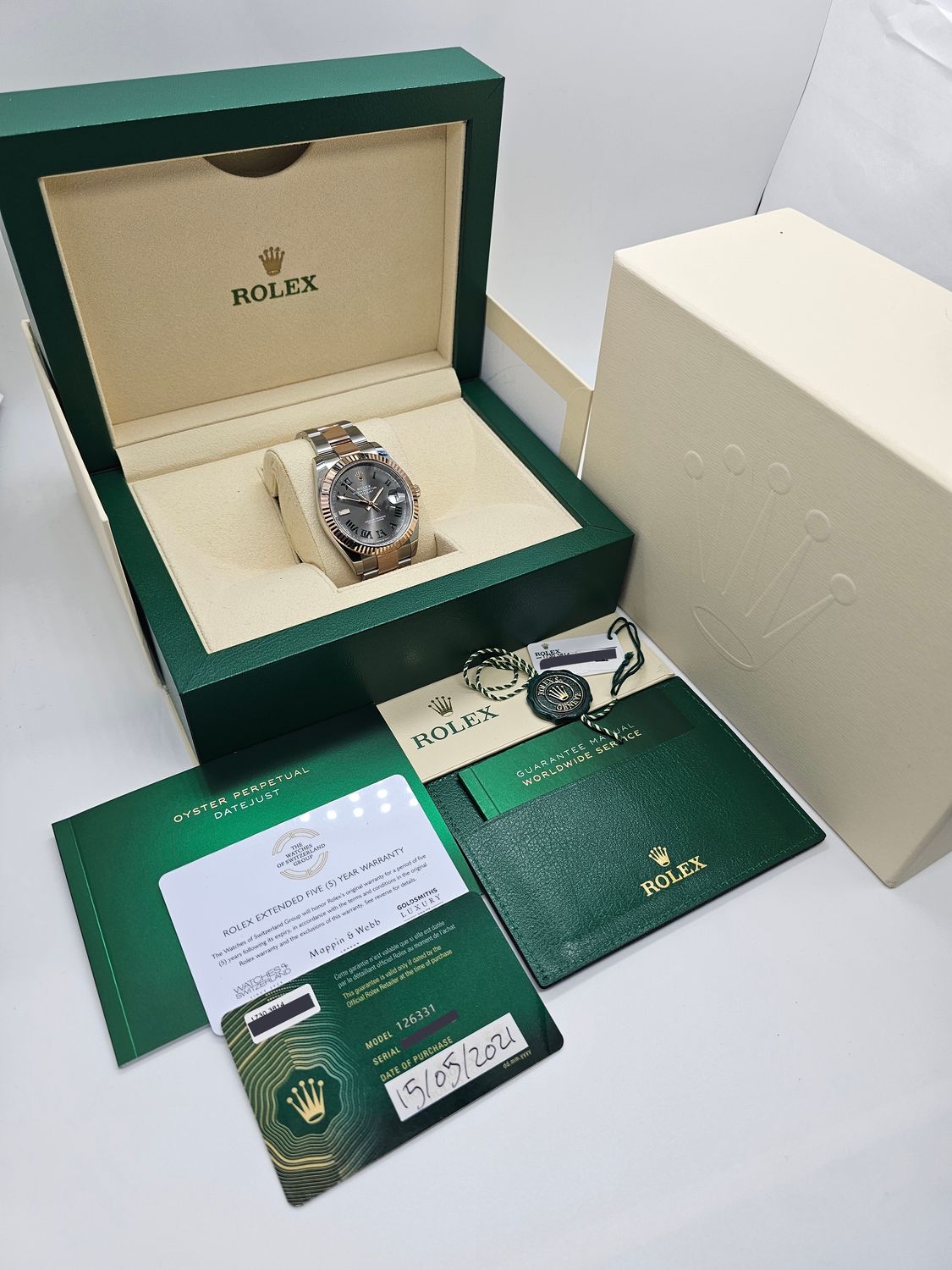 Rolex Datejust 41mm Watch, Ref 126331 Wimbledon, Steel &amp; Rose Gold 2021 Full Set