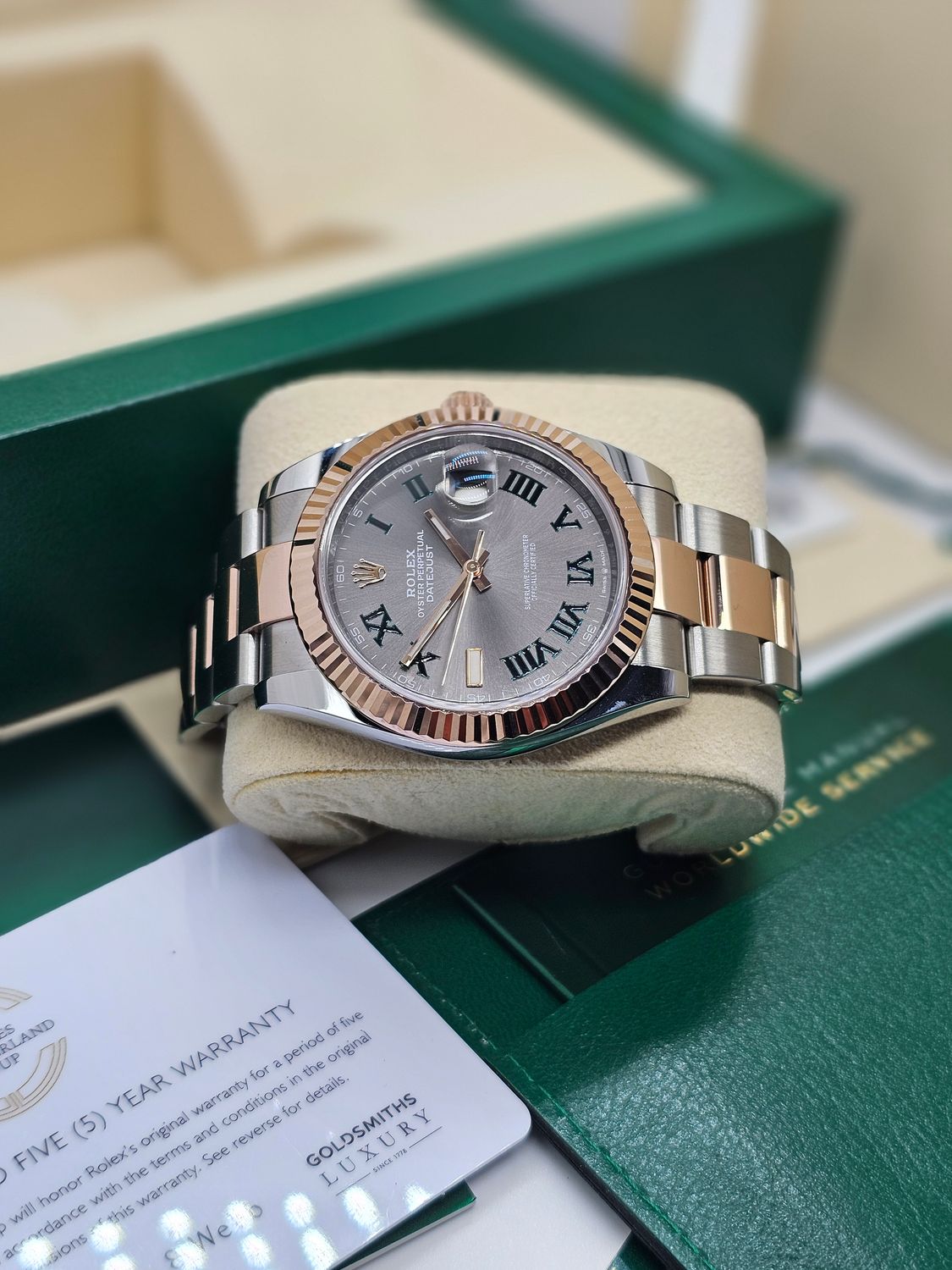 Rolex Datejust 41mm Watch, Ref 126331 Wimbledon, Steel &amp; Rose Gold 2021 Full Set