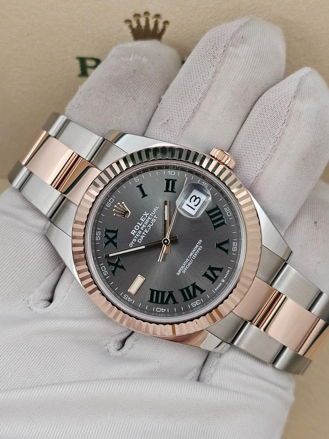Rolex Datejust 41mm Watch, Ref 126331 Wimbledon, Steel &amp; Rose Gold 2021 Full Set