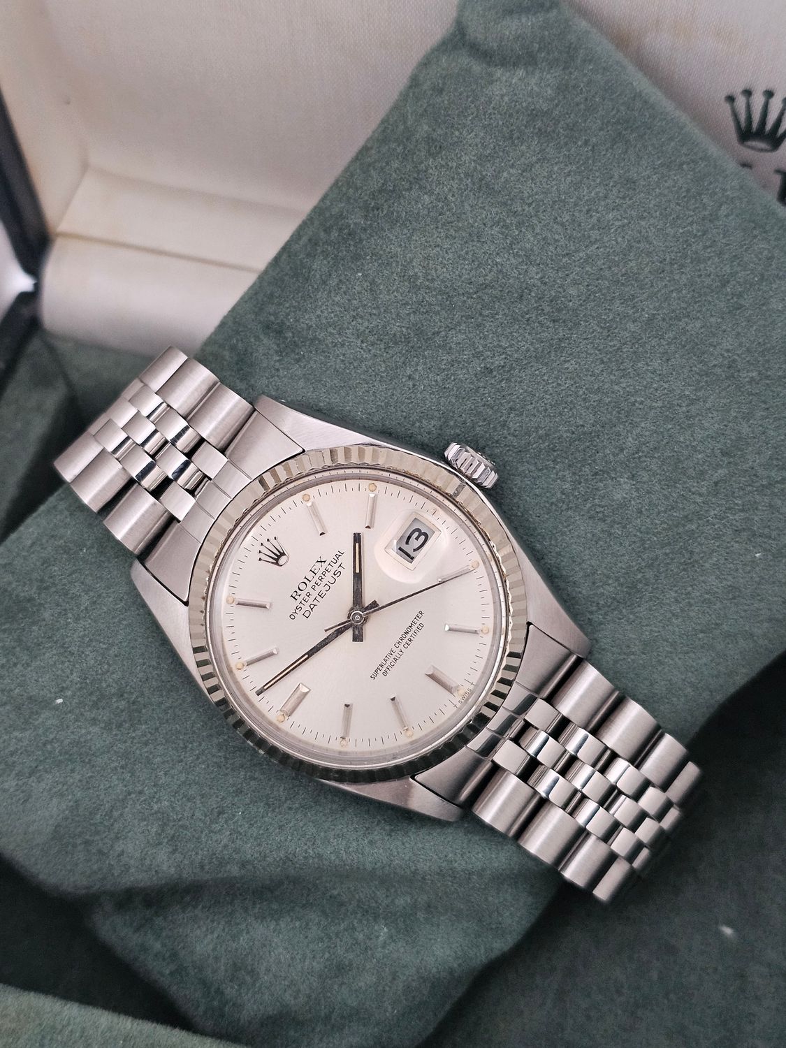 Rolex Datejust Silver Dial Watch - Ref 16014 in Excellent Unpolished Condition