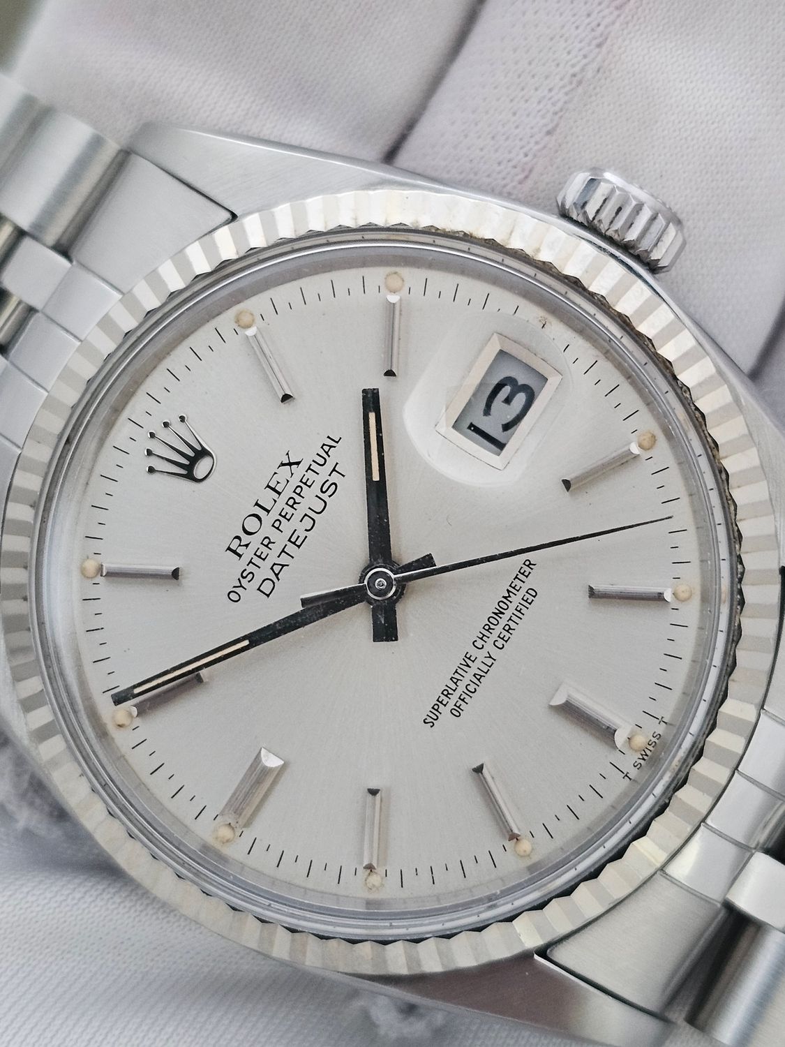 Rolex Datejust Silver Dial Watch - Ref 16014 in Excellent Unpolished Condition