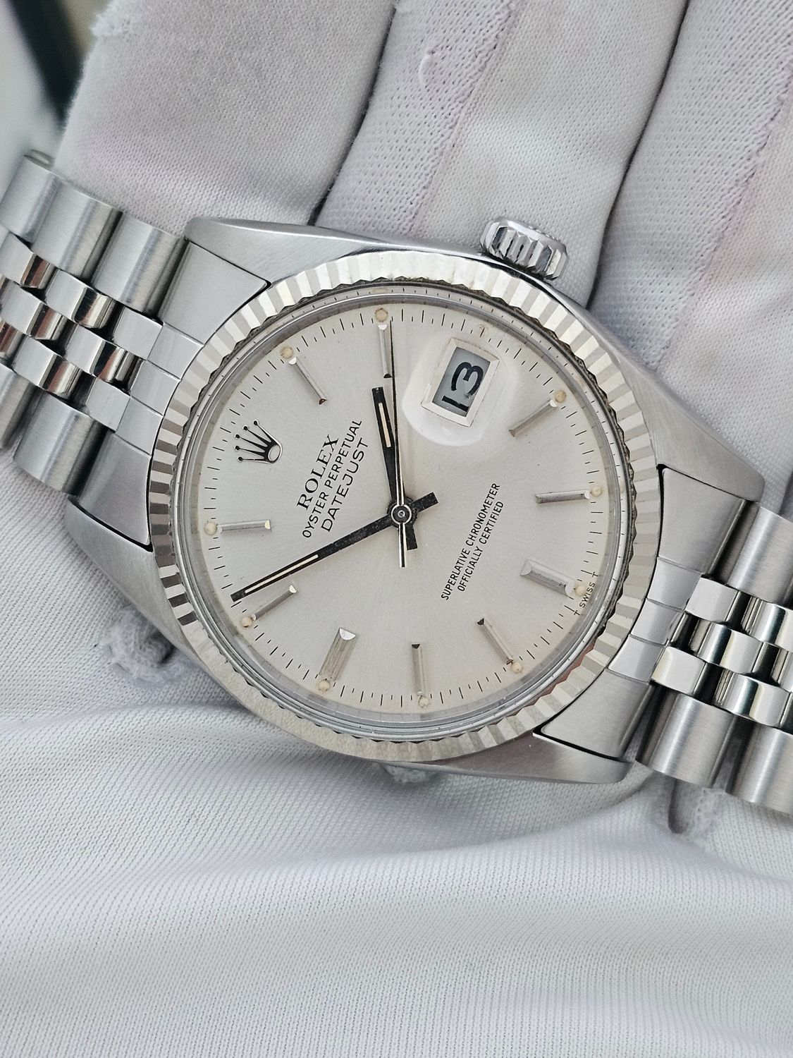 Rolex Datejust Silver Dial Watch - Ref 16014 in Excellent Unpolished Condition