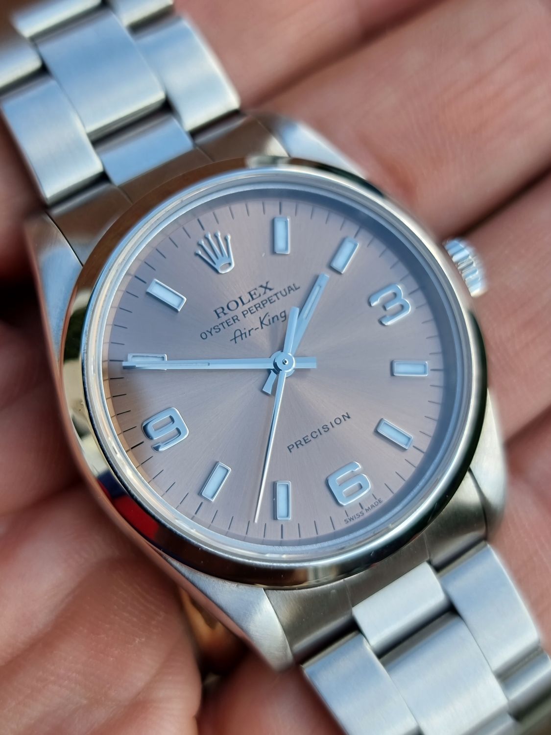 Rolex Air-King Watch Ref 14000M 34mm Salmon Dial, Circa 2005 Full Set