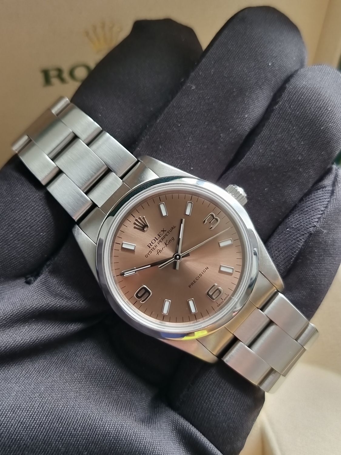 Rolex Air-King Watch Ref 14000M 34mm Salmon Dial, Circa 2005 Full Set