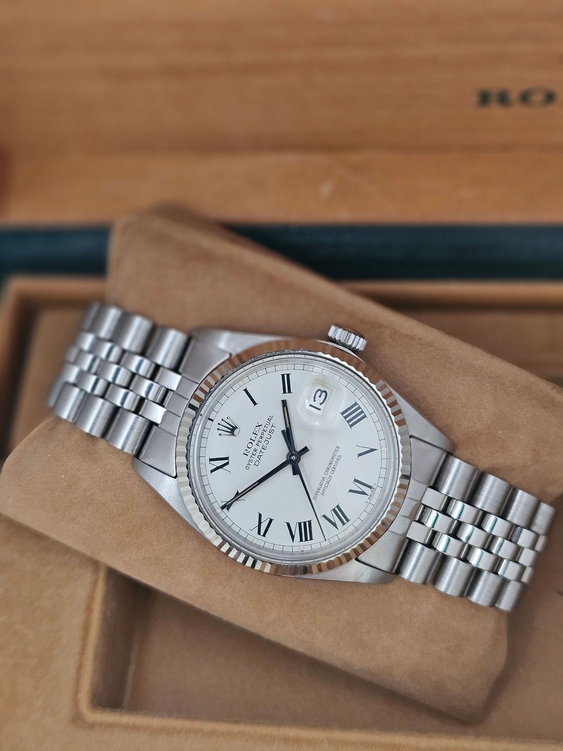 Rolex Datejust Rare Buckley White Dial Watch, Ref 16014 Excellent Condition