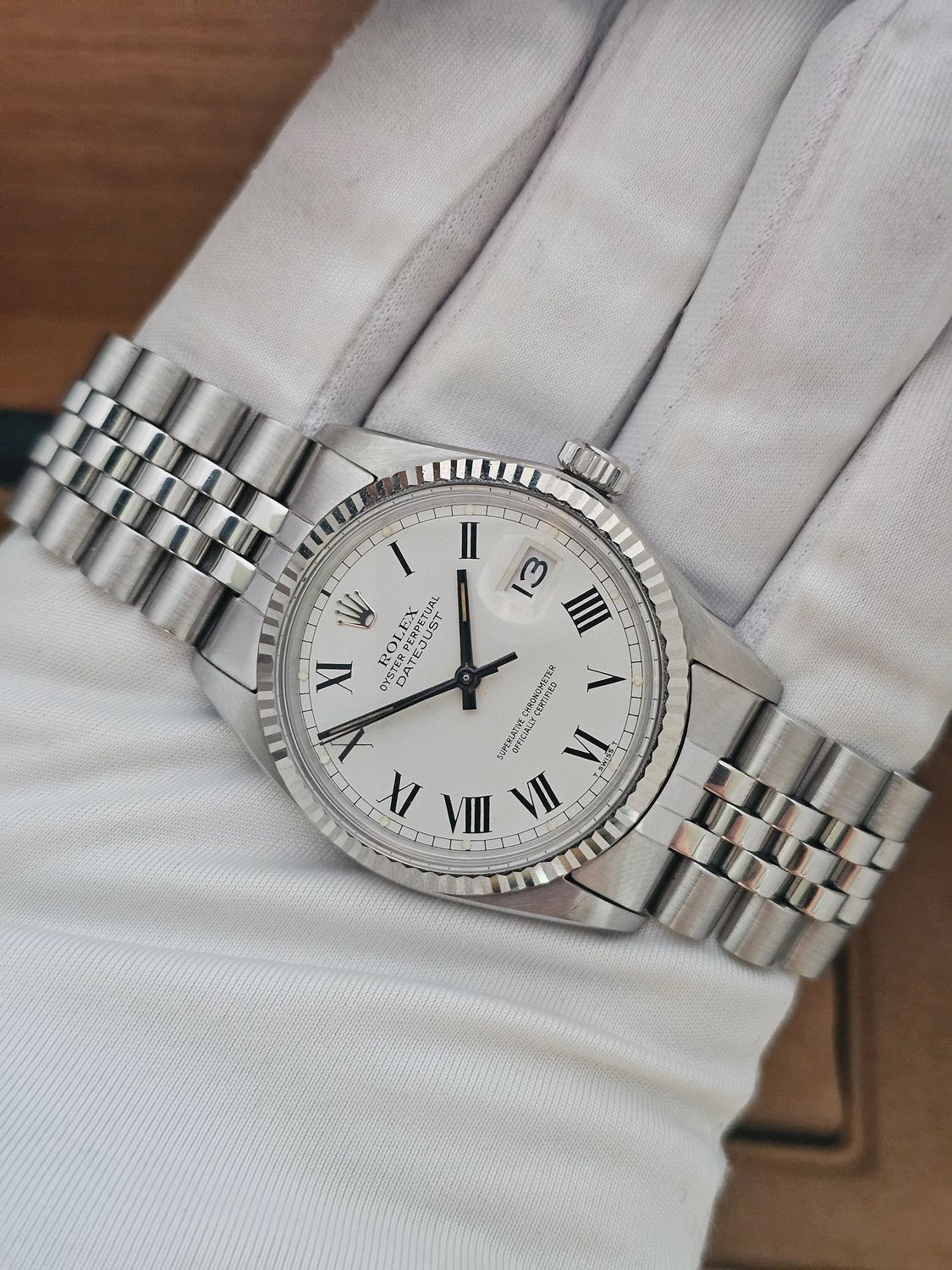 Rolex Datejust Rare Buckley White Dial Watch, Ref 16014 Excellent Condition