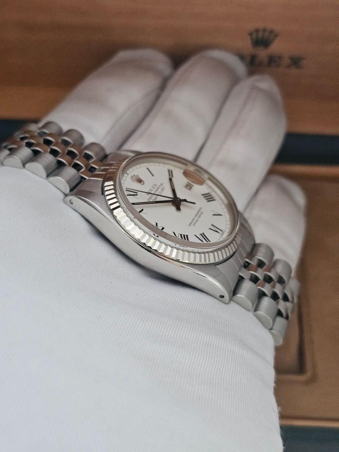 Rolex Datejust Rare Buckley White Dial Watch, Ref 16014 Excellent Condition