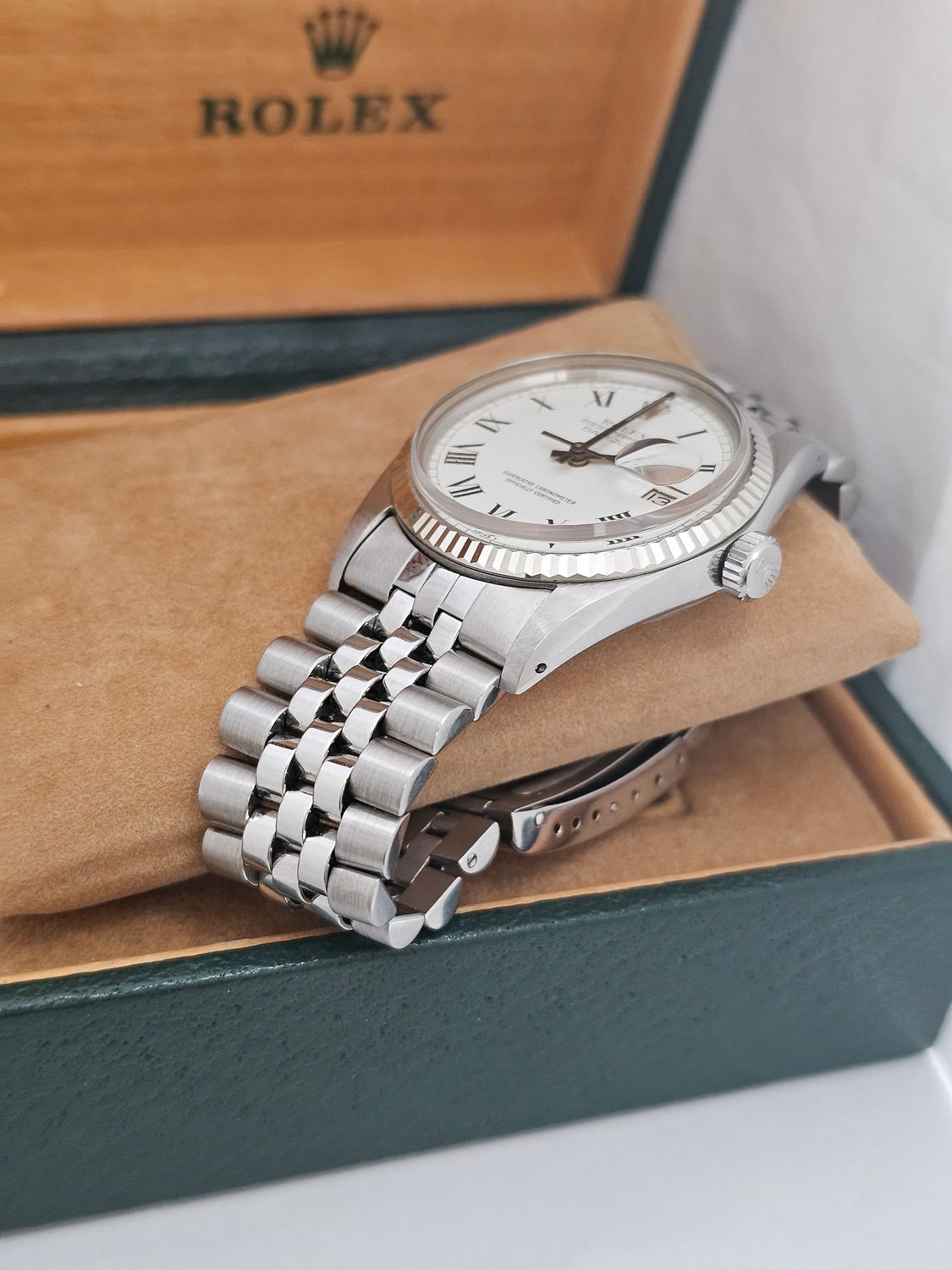 Rolex Datejust Rare Buckley White Dial Watch, Ref 16014 Excellent Condition